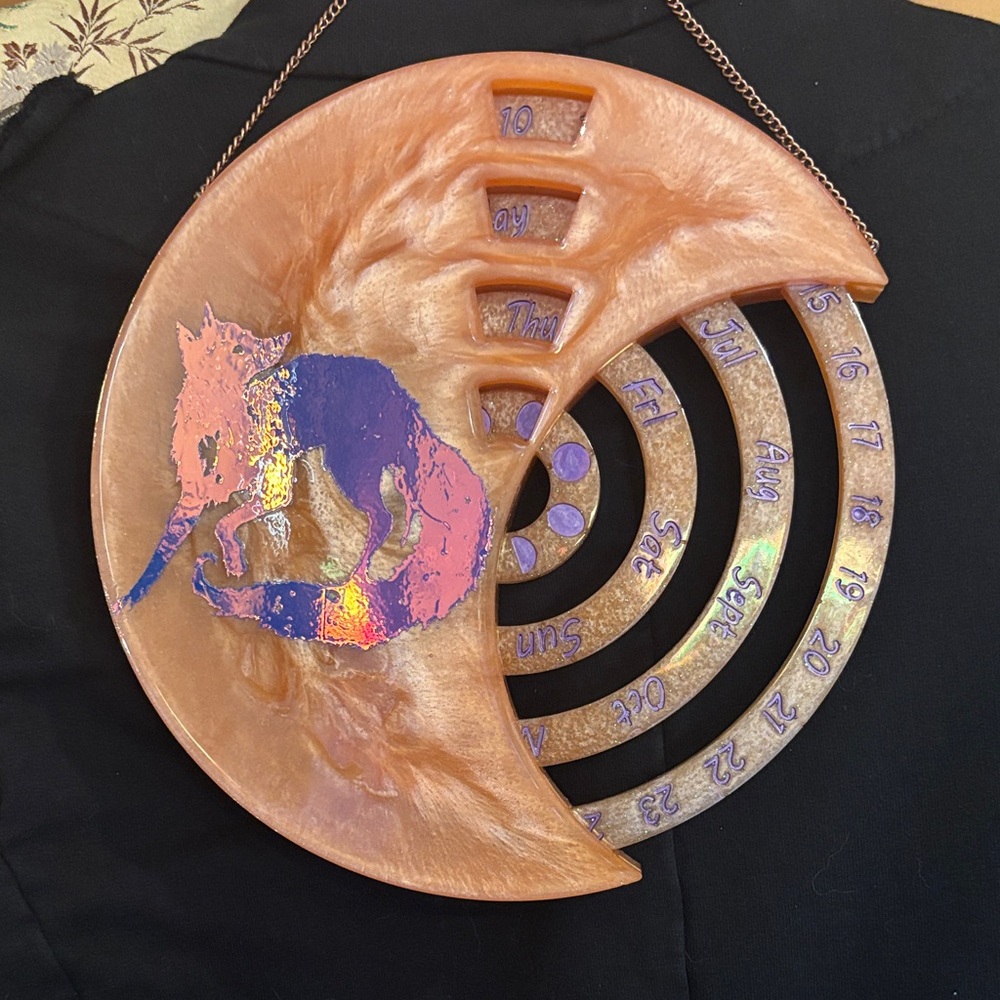Resin calendar and Purple Spiral Wall Art